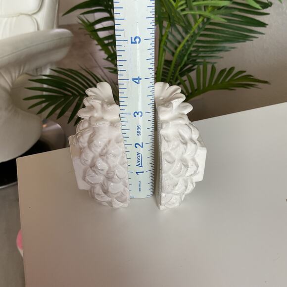 Mudpie Debossed Glazed Ceramic Pineapple Salt and Pepper Shaker Set White - Picture 8 of 8